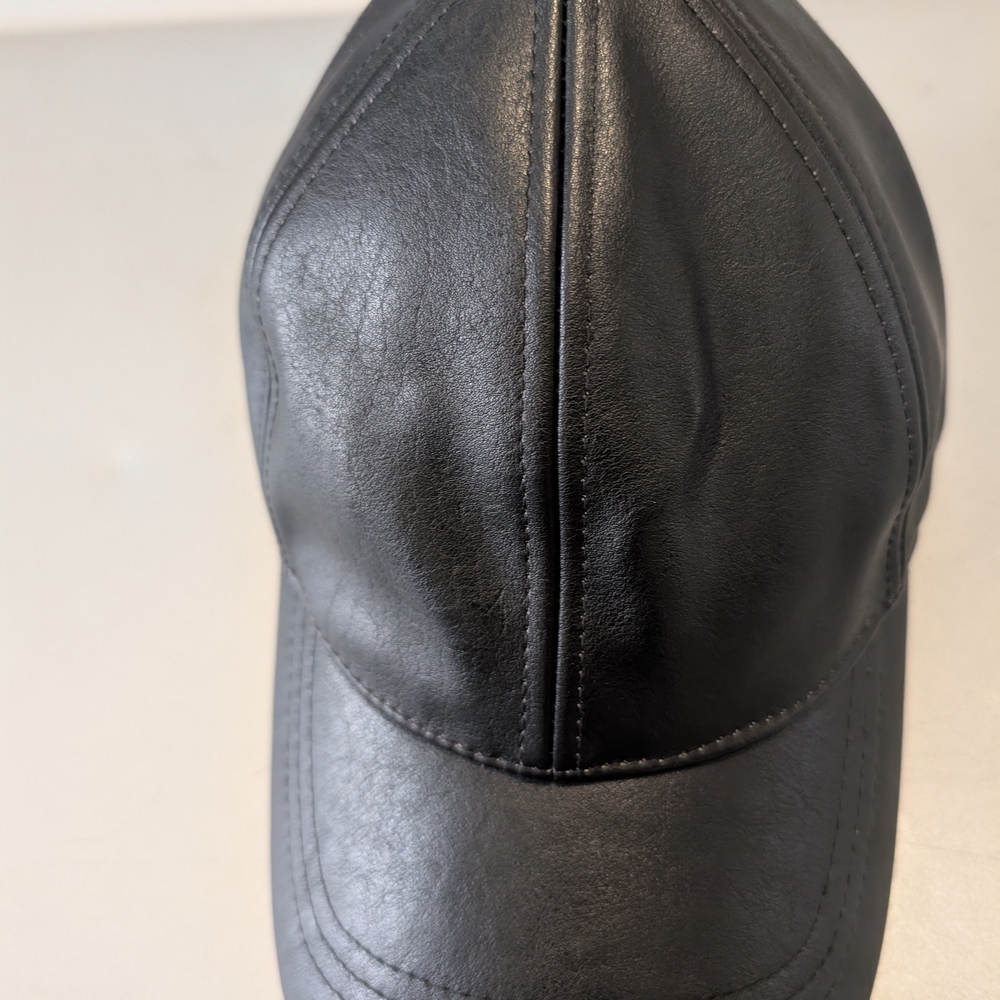 Black Vegan  Leather Cap